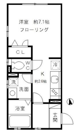 スカイテラス西麻布(1K/2階)の間取り写真