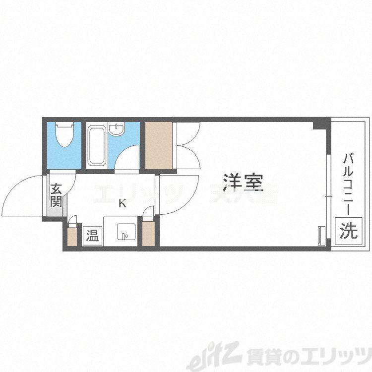 ギャレ豊津(1K/2階)の間取り写真
