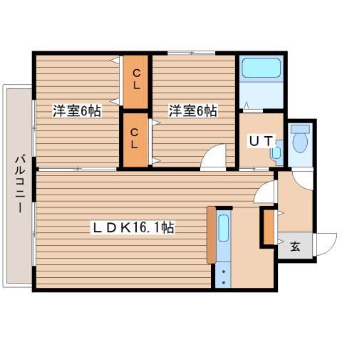 サンクドゥ(2LDK/7階)の間取り写真