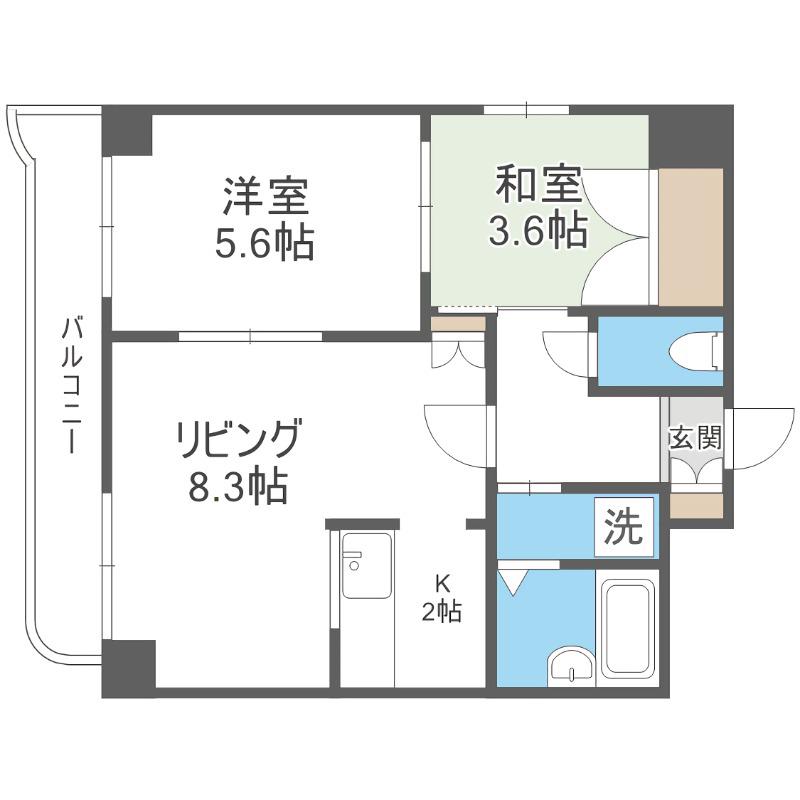 エンドレス三井平和通I(2LDK/2階)の間取り写真