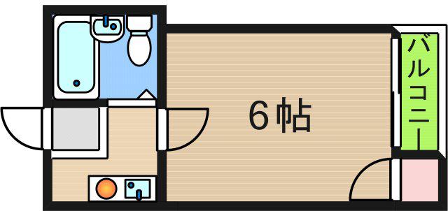 ロイヤル千本南(1K/4階)の間取り写真
