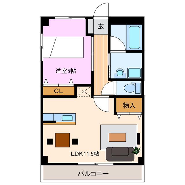 イーハトーブ(1LDK/2階)の間取り写真