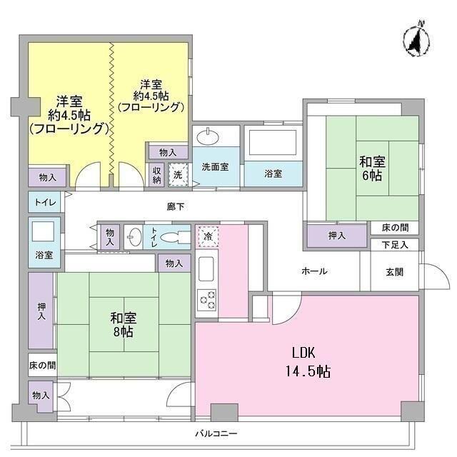 パサージュ砧(4LDK/1階)の間取り写真