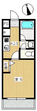 サンペルシモン(1K/1階)の間取り写真