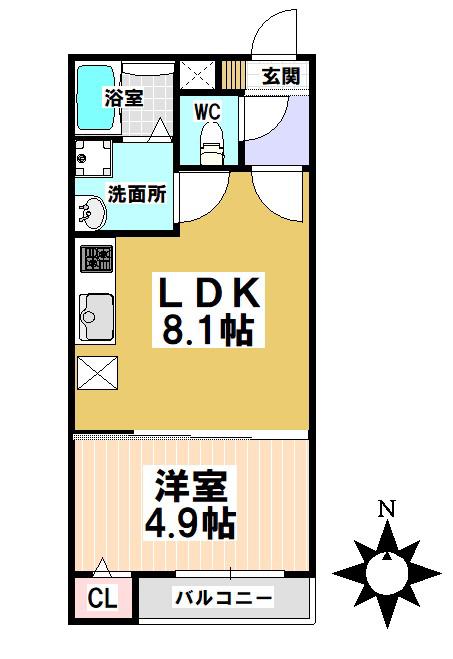 T.A明前町A棟(1LDK/2階)の間取り写真