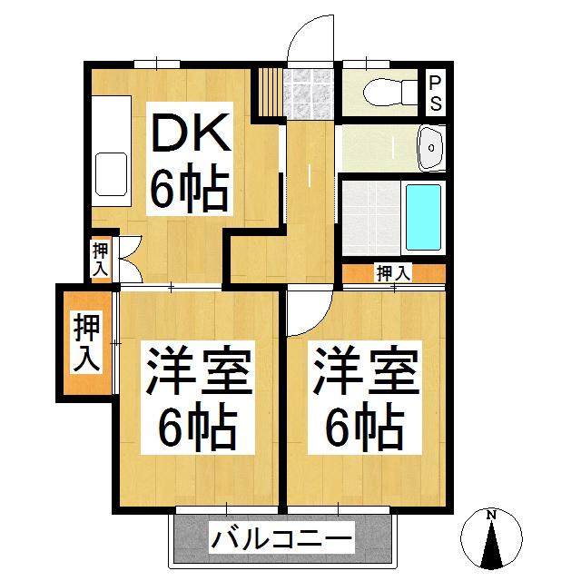リッチ21(2DK/2階)の間取り写真