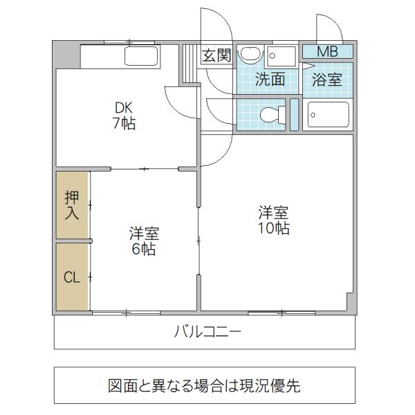 NEW108(2DK/4階)の間取り写真