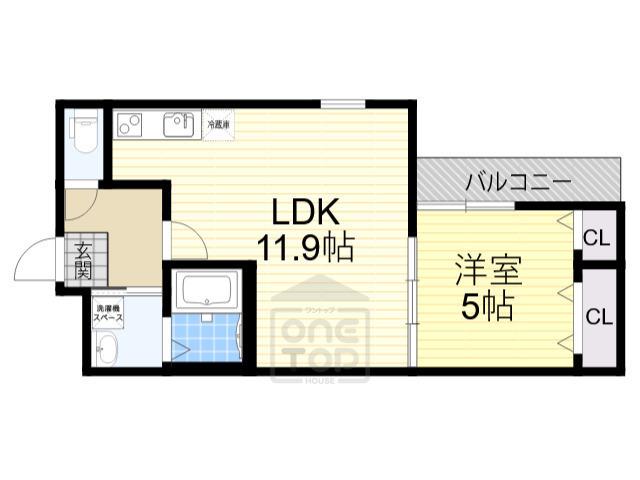 フジパレス服部西町2番館(1LDK/3階)の間取り写真