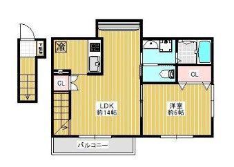 MATIE(1LDK/2階)の間取り写真
