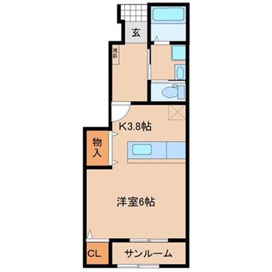 エステート田尻(ワンルーム/1階)の間取り写真