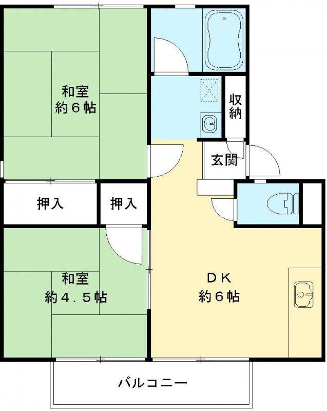 パールハイツ(2DK/1階)の間取り写真