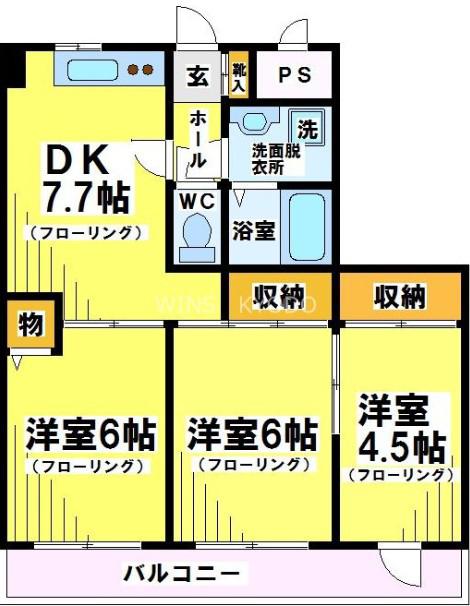 グランドール関田(3DK/2階)の間取り写真