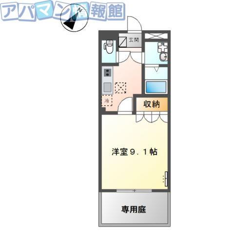 プリオール(1K/1階)の間取り写真