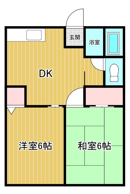 シティーハイム青葉荘B(2DK/1階)の間取り写真