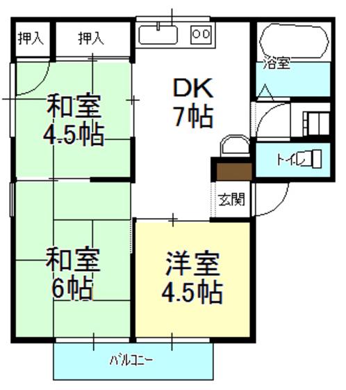 ストーク周陽 B(3DK/2階)の間取り写真