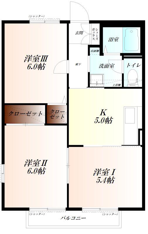 フォーブル青山(3DK/2階)の間取り写真