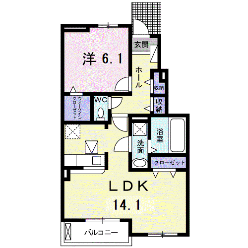 フォーエバー西山 A(1LDK/1階)の間取り写真