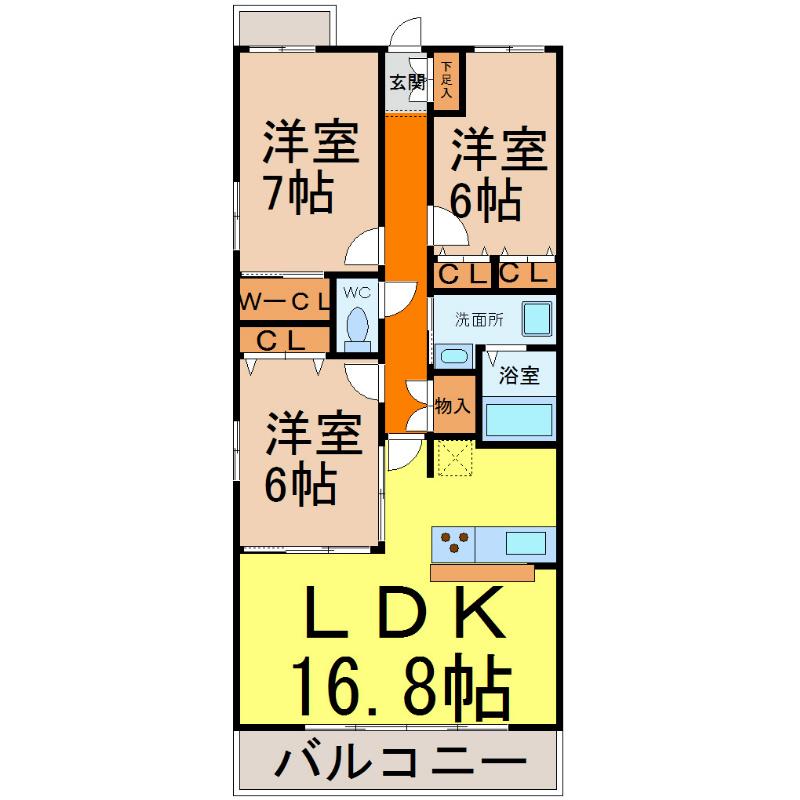 グランアベニュー名駅南(3LDK/14階)の間取り写真