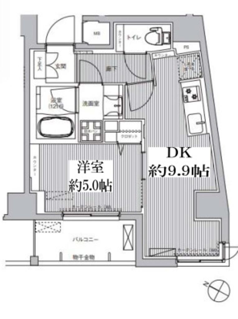 カーサケイト(1DK/10階)の間取り写真