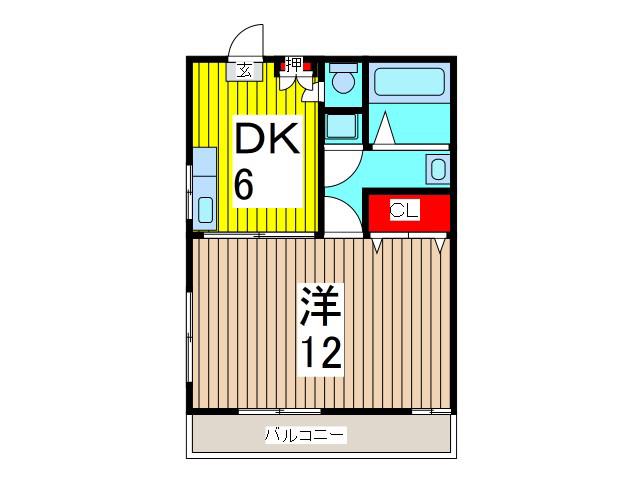 ミヨシハイム(1DK/3階)の間取り写真