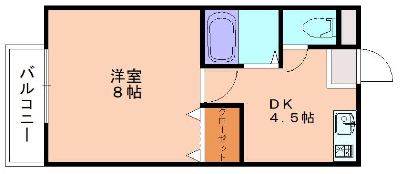 サンガーデン福間A棟(1DK/1階)の間取り写真