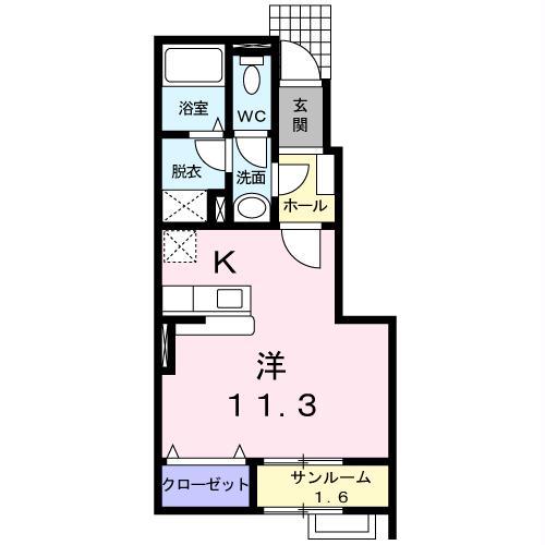 上越新幹線 長岡駅 バス乗車時間:38分 最寄りバス停で下車 徒歩2分 2階建 築18年(ワンルーム/1階)の間取り写真