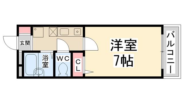 リバティハイム桜井II(ワンルーム/1階)の間取り写真