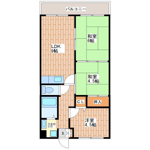 サンリッツ巽(3LDK/5階)の間取り写真