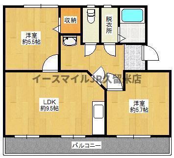 コンチェルト東合川I(2LDK/1階)の間取り写真