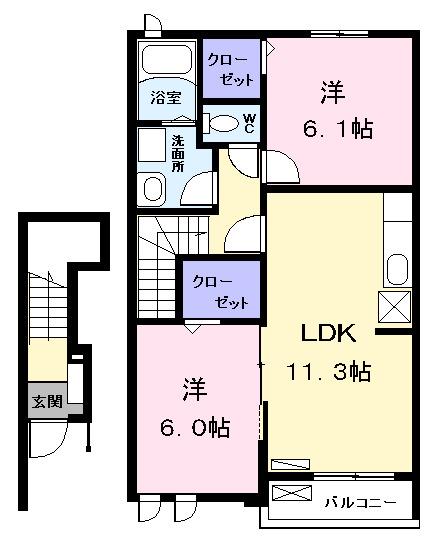 NESTネスト(2LDK/2階)の間取り写真