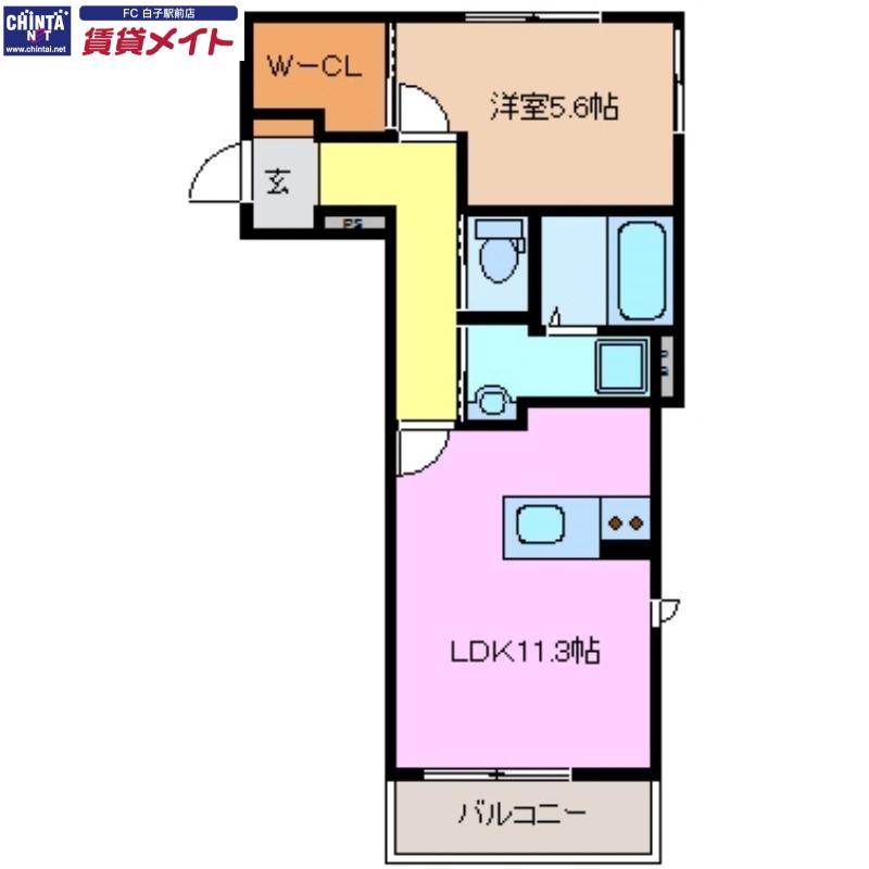 YCマンション白子(1LDK/3階)の間取り写真
