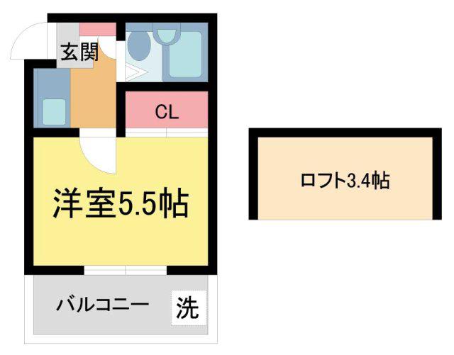 トップガーデン(1K/2階)の間取り写真