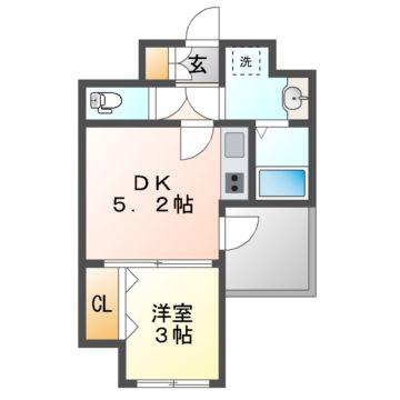 プレサンス今池駅前フェルディノ(1DK/13階)の間取り写真