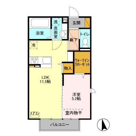 D-ROOM イースト(1LDK/2階)の間取り写真