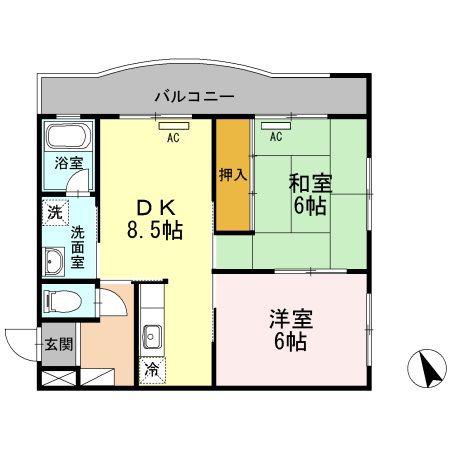 ルネッサ三和町(2DK/2階)の間取り写真