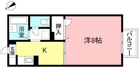 パラディーゾ(1K/1階)の間取り写真
