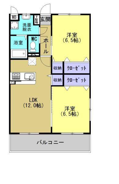 ユーミー雅び(2LDK/3階)の間取り写真