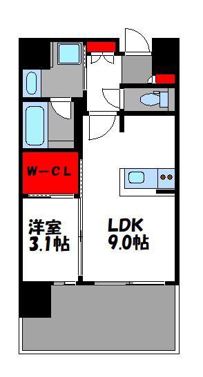 グランフォーレ六本松スタイル(1LDK/13階)の間取り写真
