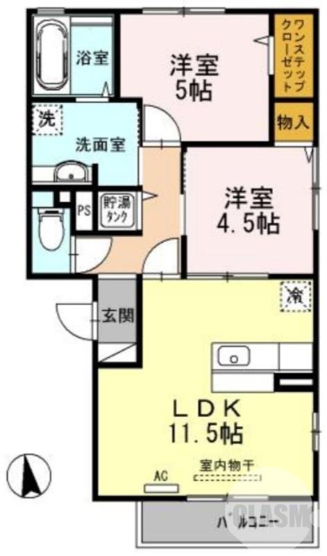 エクレール天美我堂(2LDK/3階)の間取り写真
