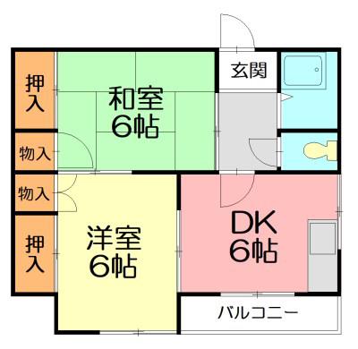 サンハイツ葉山(2DK/2階)の間取り写真