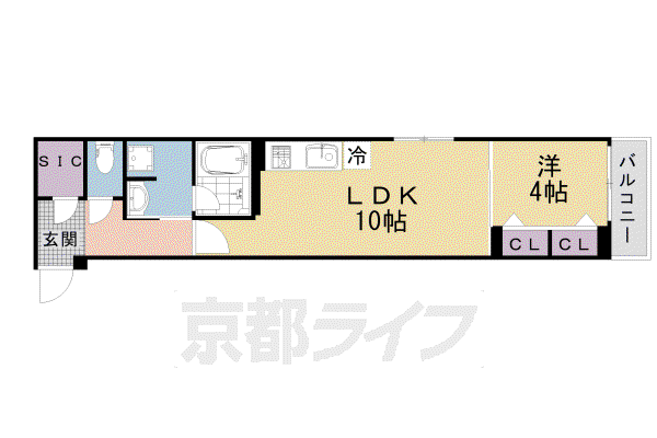べラジオ雅び北野白梅町(1LDK/5階)の間取り写真