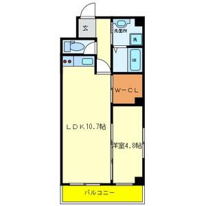 ピオニー久宝寺(1LDK/6階)の間取り写真