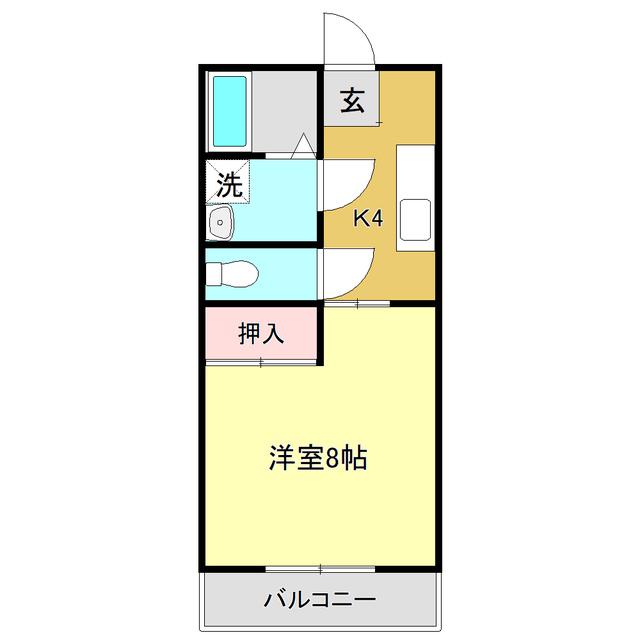 ガーデンハイツいちのみや(1K/2階)の間取り写真