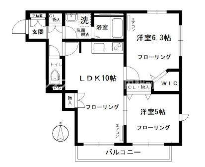 GRASS PARK(1LDK/2階)の間取り写真