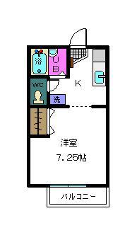 アコードD(1K/1階)の間取り写真