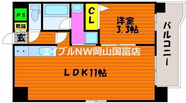 ピュア京橋(1LDK/3階)の間取り写真