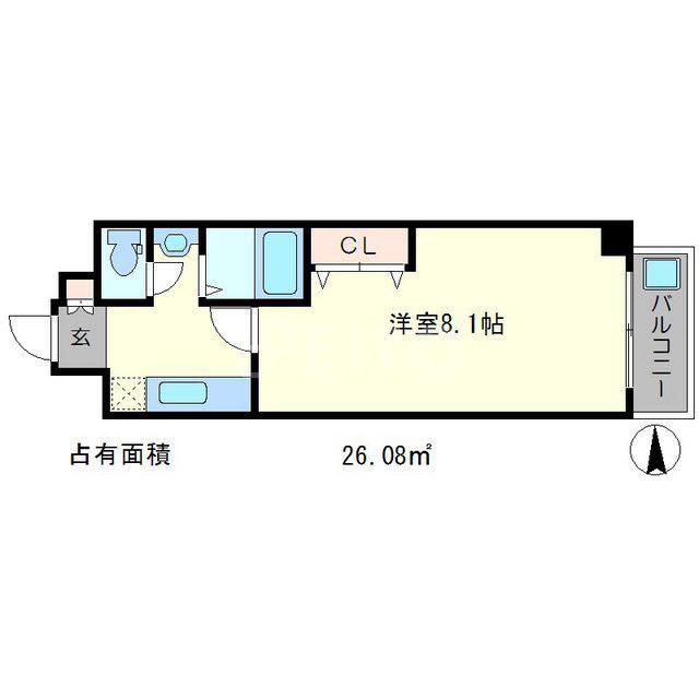アルファプライズV(1K/4階)の間取り写真