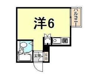 キューブ南塚口III(ワンルーム/1階)の間取り写真