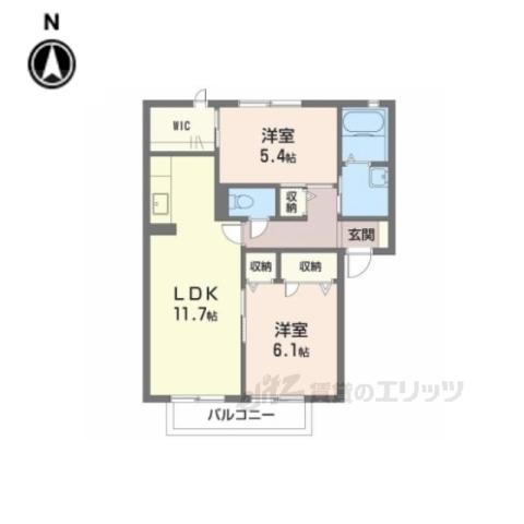 アーバヒルO(2LDK/1階)の間取り写真