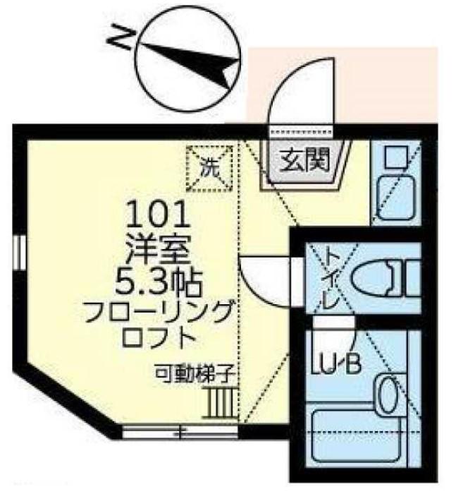 ユナイト山手コインブラの丘(ワンルーム/1階)の間取り写真